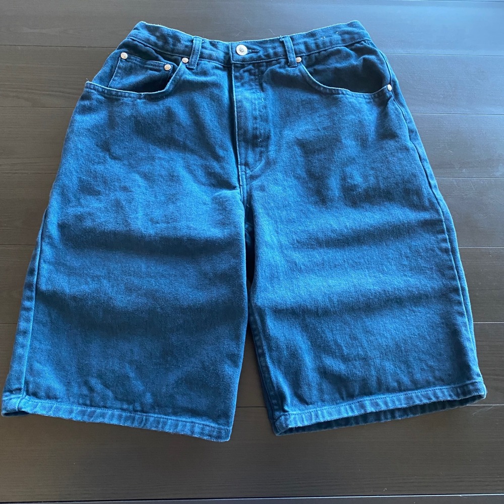 Vintage Baggy Denim Shorts Mens Tag 32 (actual 29) Dark Blue 90s Hong Kong